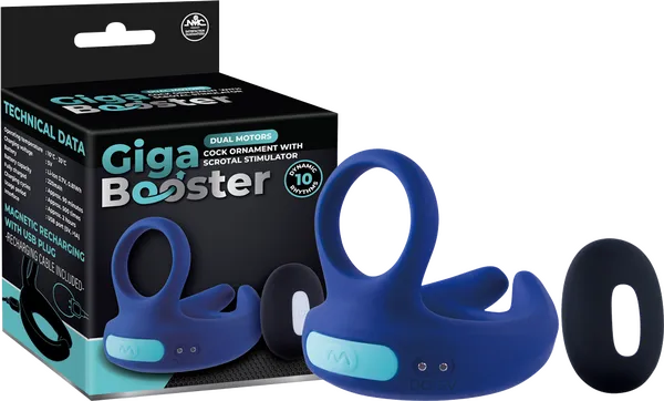 Dual Motor Cock Ornament with Scrotal Stimulator (Blue) - Take A Peek