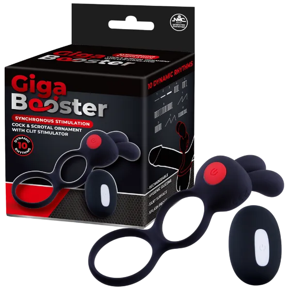 Cock & Scrotal Ornament with Clit Stimulator (Black) - Take A Peek