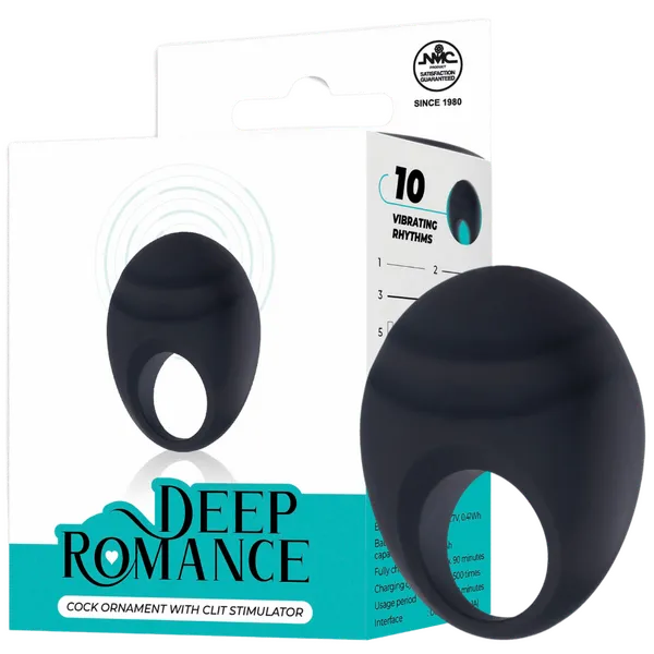 Cock Ornament with Clit Stimulator (Black)-FVSR002A00-010