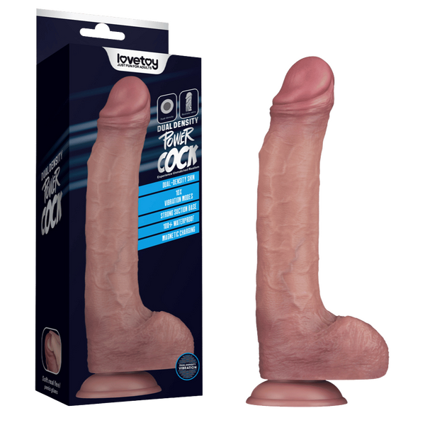 11'' Vibrating Dual Density Power Cock (Flesh)-LV110206