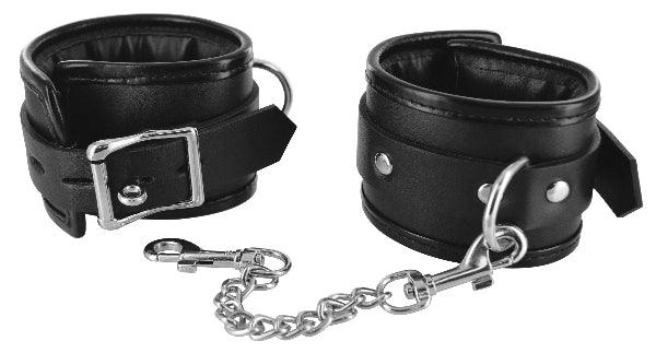 Locking Padded Wrist Cuffs with Chain - Take A Peek