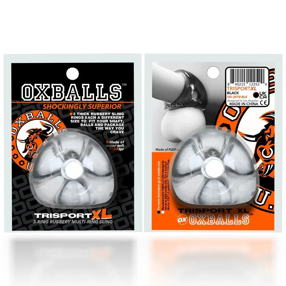 OXBALLS TRI-SPORT XL thicker 3-ring cocksling CLEAR - Take A Peek