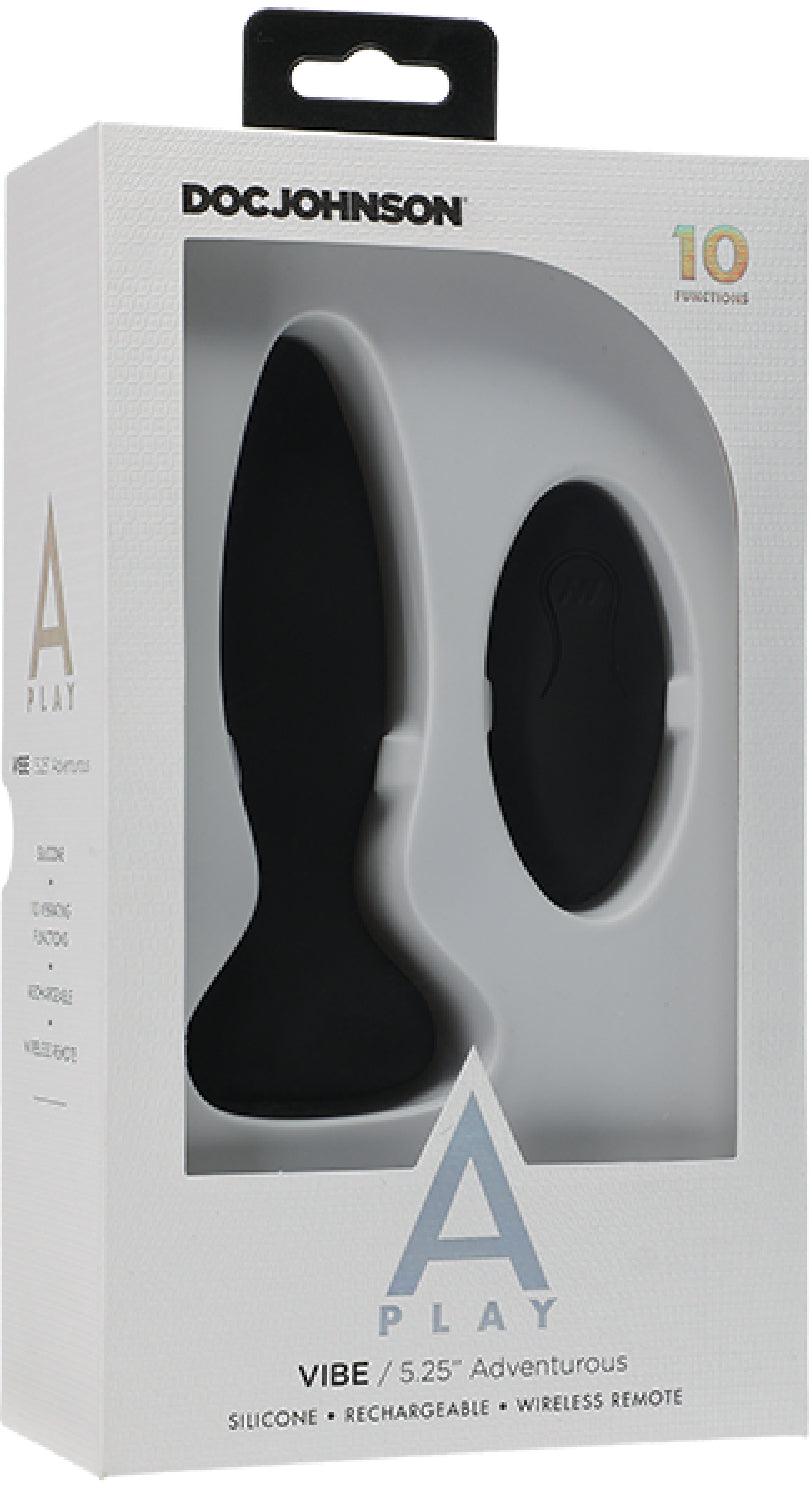 Vibe - Adventurous - Rechargeable Silicone Anal Plug With Remote (Black) - Take A Peek