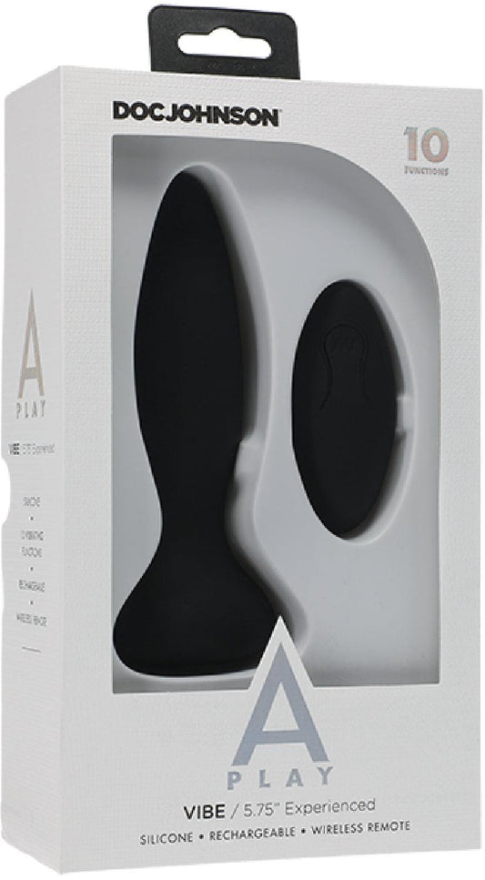 Vibe - Experienced - Rechargeable Silicone Anal Plug With Remote (Black) - Take A Peek