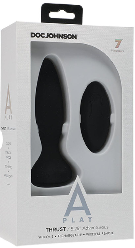 Thrust - Adventurous - Rechargeable Silicone Anal Plug With Remote (Black) - Take A Peek