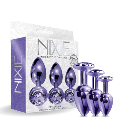 NIXIE Metal Butt Plug Trainer Set Metallic Purple - Take A Peek