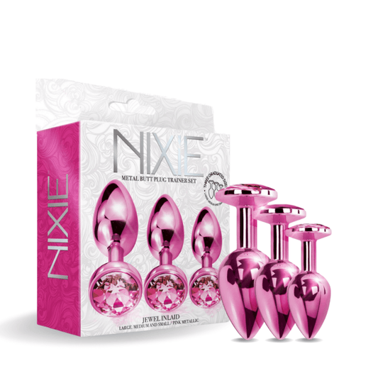 NIXIE Metal Butt Plug Trainer Set Metallic Pink - Take A Peek