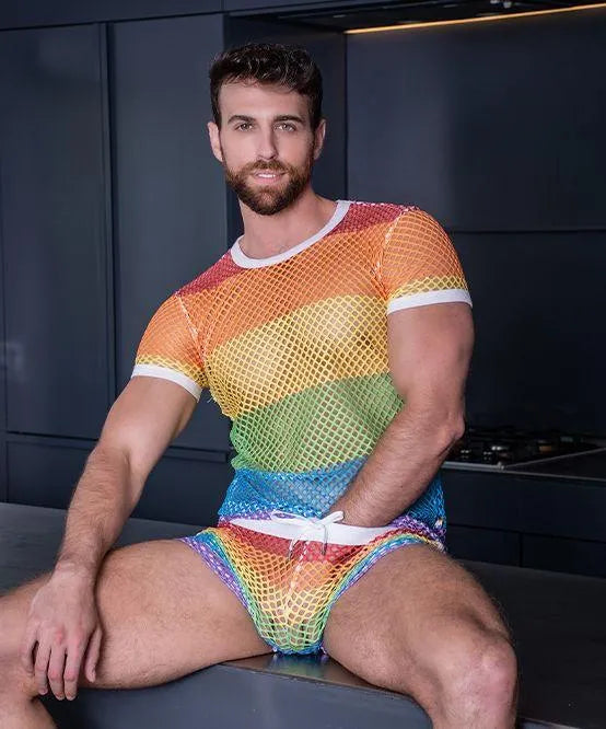 Pride Mesh Stripe Tee - Take A Peek