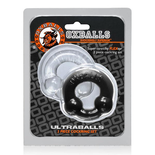 Ultraballs 2 Pack Cockring Black And Clear - Take A Peek