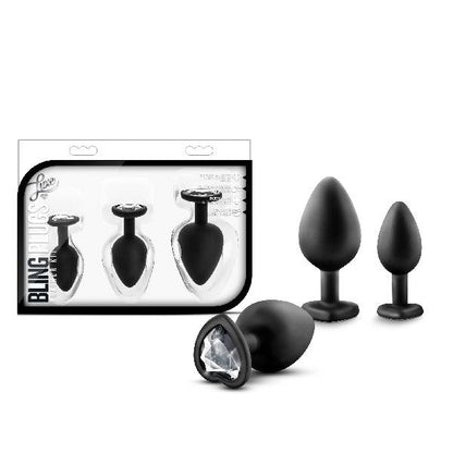 Luxe Bling Plugs Training Kit Black With White Gems - Take A Peek