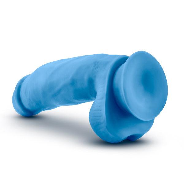 Neo Elite 7in Silicone Dual Density Cock with Balls Neon Blue - Take A Peek