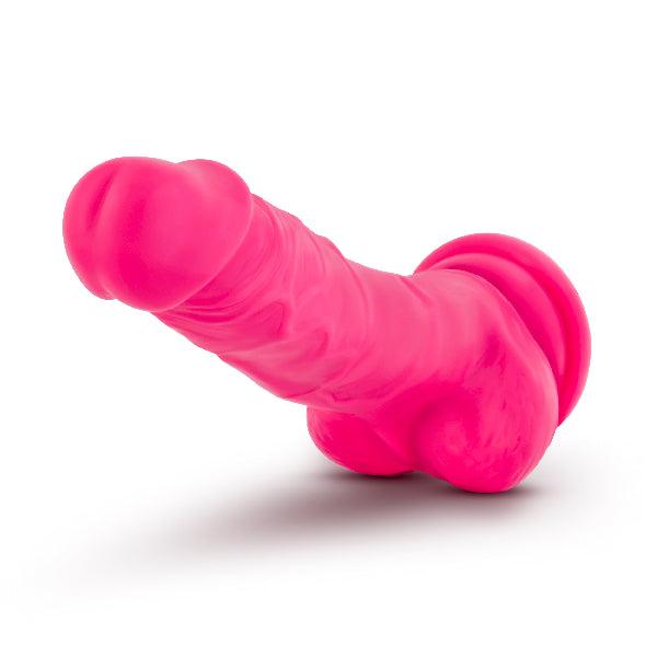 Neo Elite 7.5in Silicone Dual Density Cock with Balls Neon Pink - Take A Peek