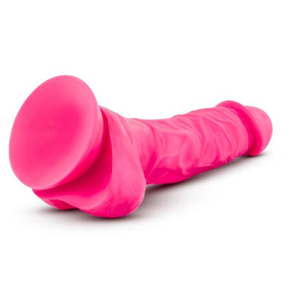 Neo Elite 7.5in Silicone Dual Density Cock with Balls Neon Pink - Take A Peek