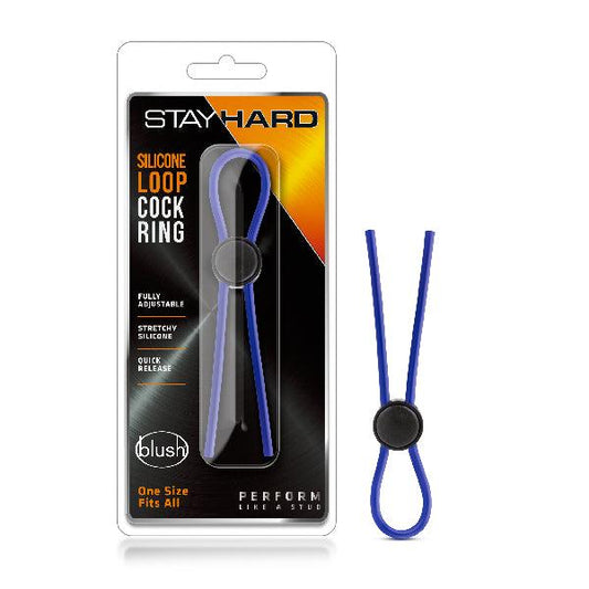 Stay Hard Silicone Loop Cock Ring Blue - Take A Peek