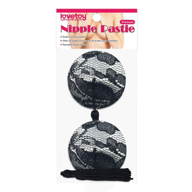 Reusable Black Lace Round Tassel Nipple Pasties - Take A Peek