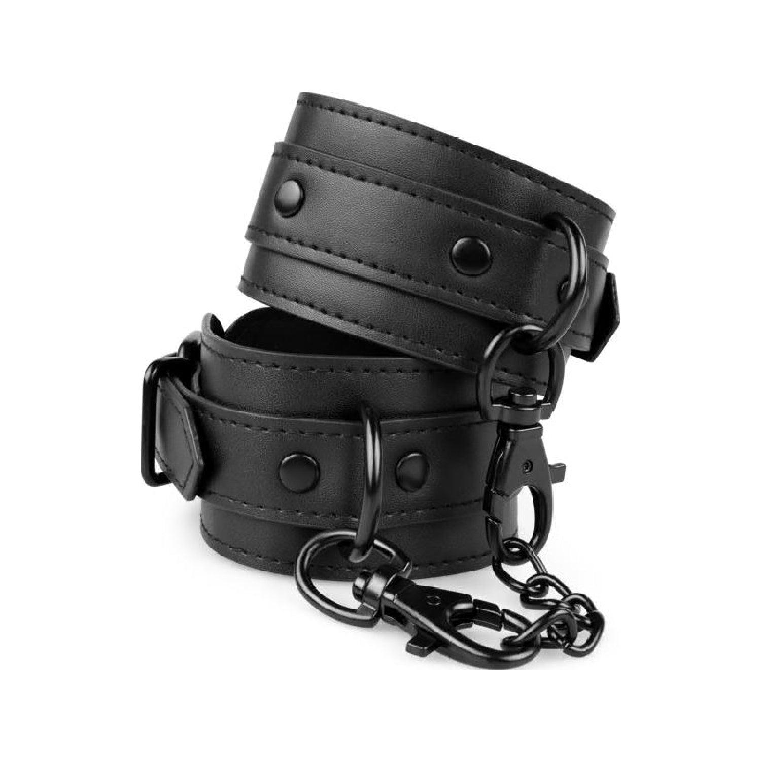 Faux Leather Handcuffs Black - Take A Peek