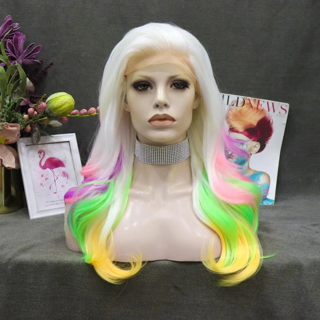 Neon Mix Blonde Wig - Take A Peek