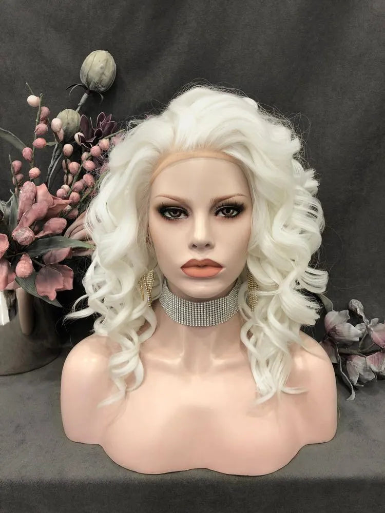 White Curly Wig - Take A Peek