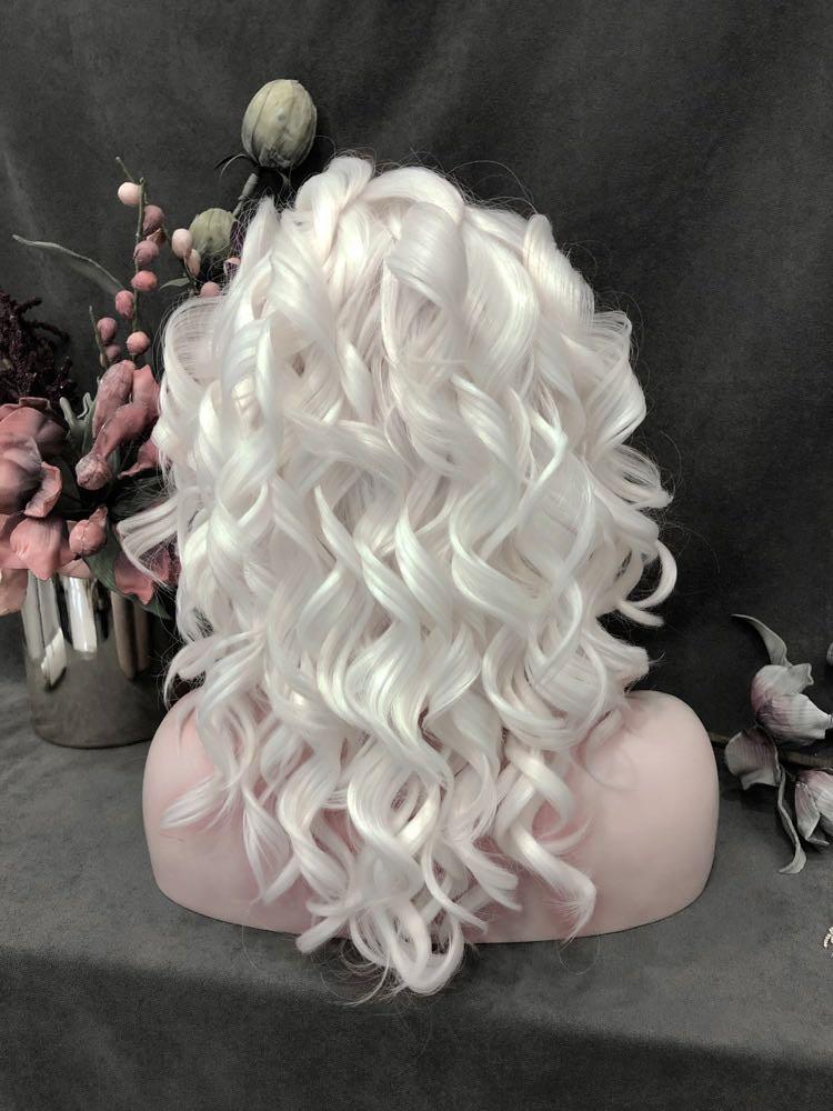 White Curly Wig - Take A Peek
