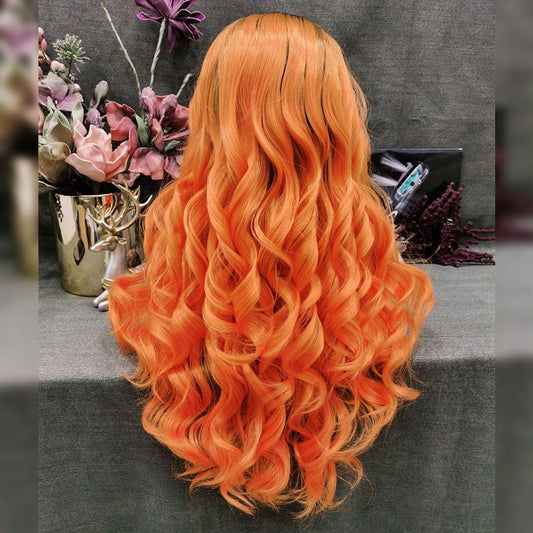 Rooted Orange Long Wig - Take A Peek