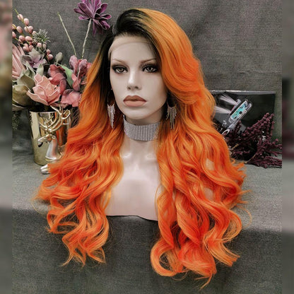Rooted Orange Long Wig - Take A Peek