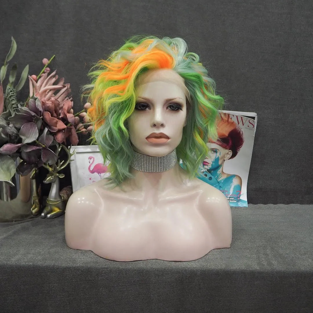 Spring Green and Orange Yellow Wig - Take A Peek