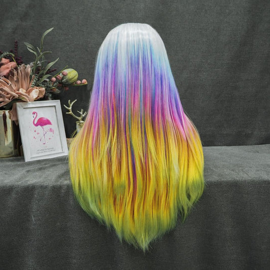 Palette Rainbow Multi Colorful Long  Wig - Take A Peek