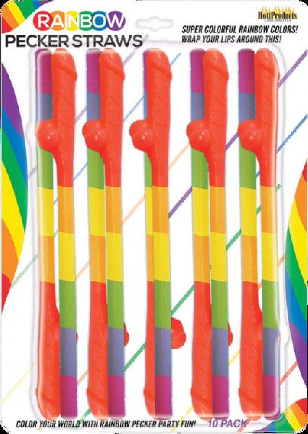 Rainbow Pecker Straws (10 Pack) - Take A Peek