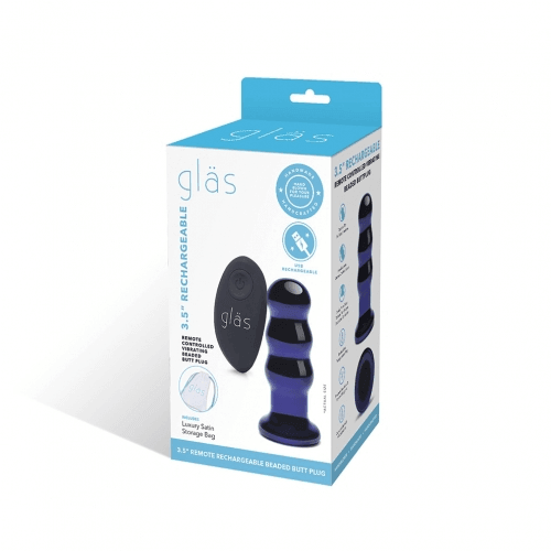 3.5" RECHARGEABLE REMOTE CONTROLLED VIBRATING BEADED BUTT PLUG - Take A Peek