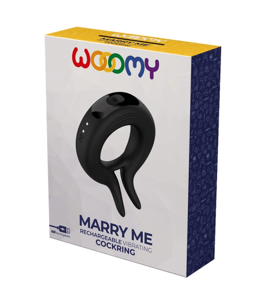 Wooomy Marry Me Rechargeable Vibrating Black Ring - Take A Peek