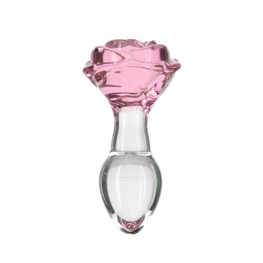 Pillow Talk Rosy Luxurious Glass Anal Plug w Clear Gem - Take A Peek