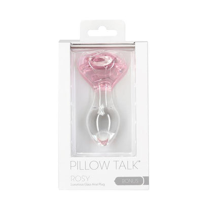 Pillow Talk Rosy Luxurious Glass Anal Plug w Clear Gem - Take A Peek