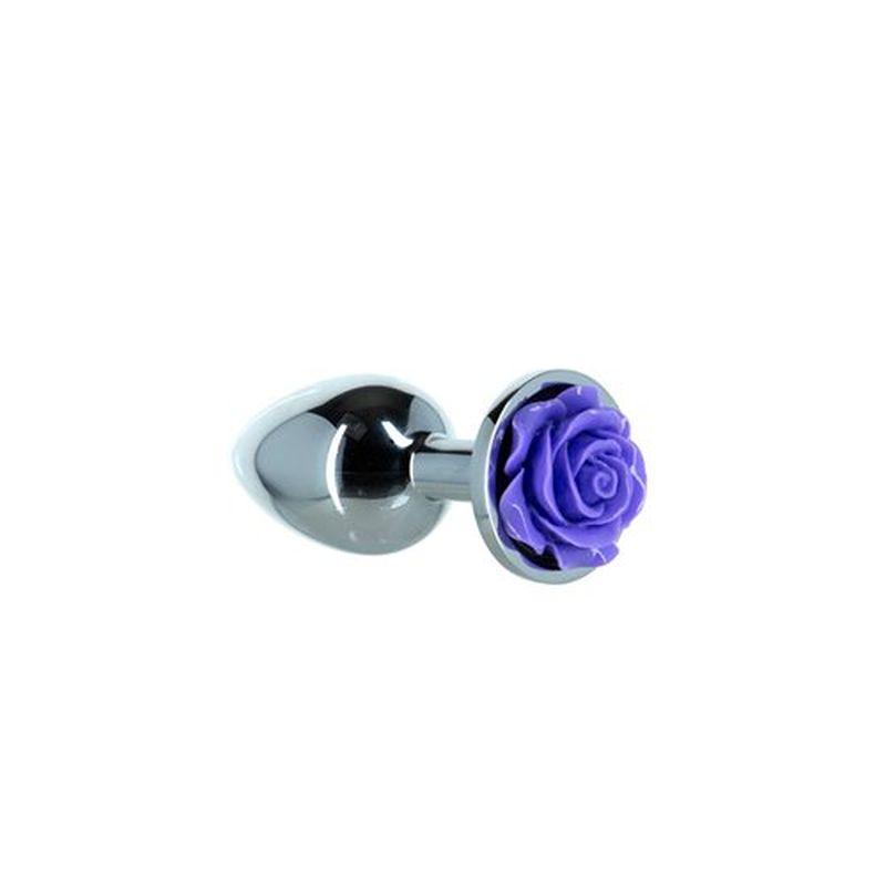 Purple Rose 3in  Metal Butt Plug - Take A Peek