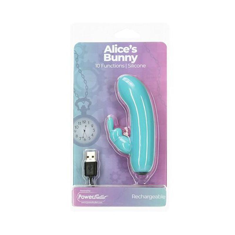 Alices Bunny Rechargeable Bullet w Rabbit Sleeve Teal - Take A Peek