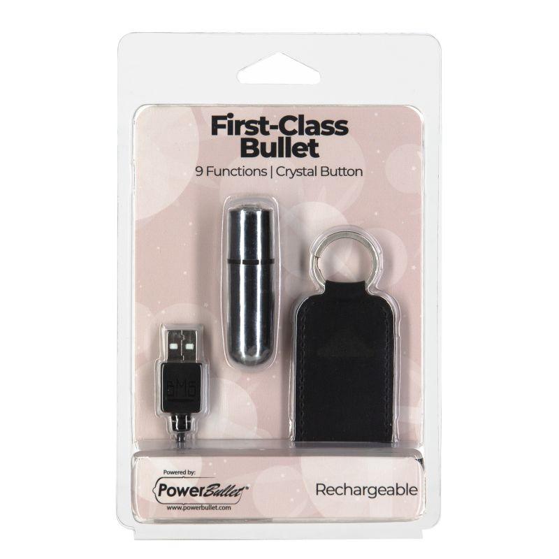 Power Bullet First Class Rechargeable Bulllet w Crystal Silver - Take A Peek