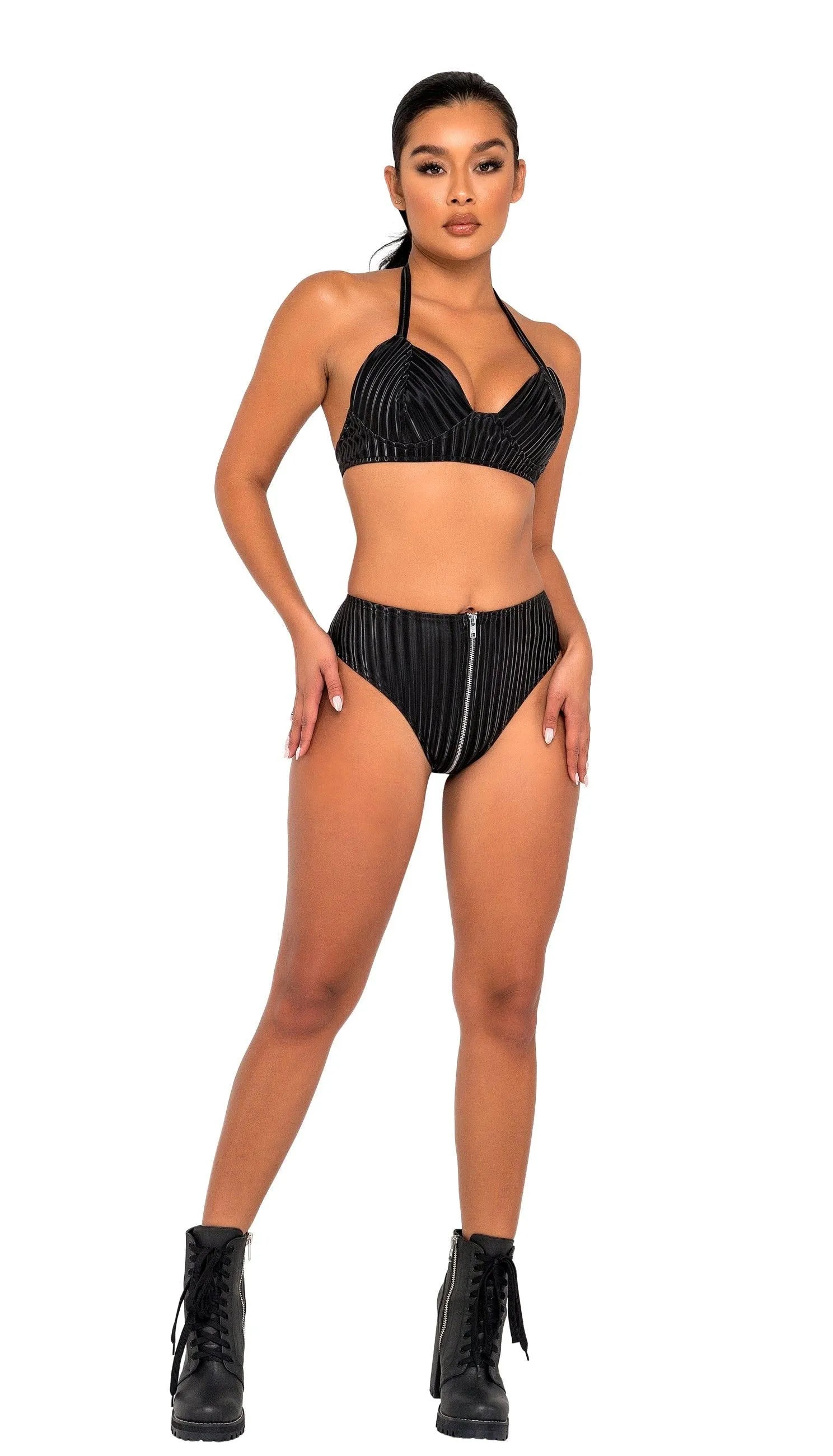 6125 - High-Waisted Zip-Up Shorts - Take A Peek