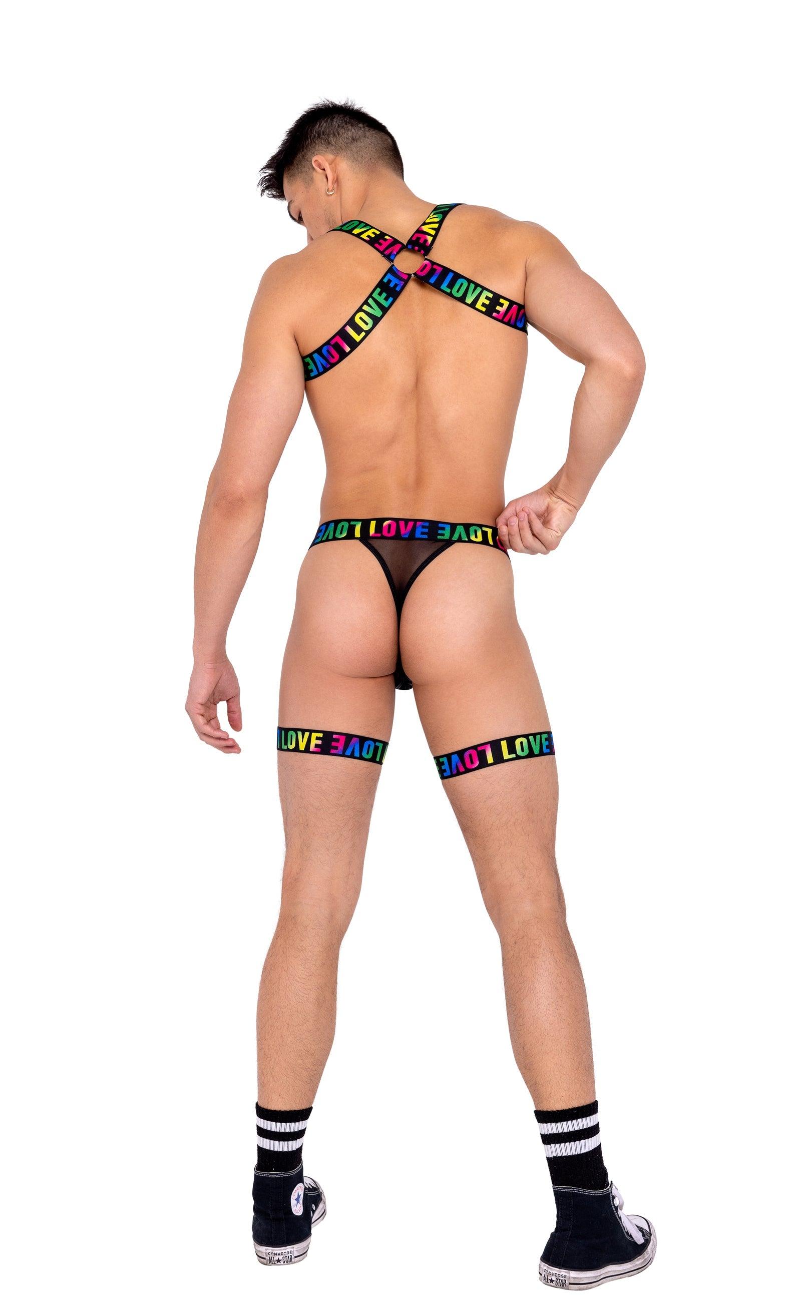 6158 - Mens Pride Thong with Attached Garters - Take A Peek