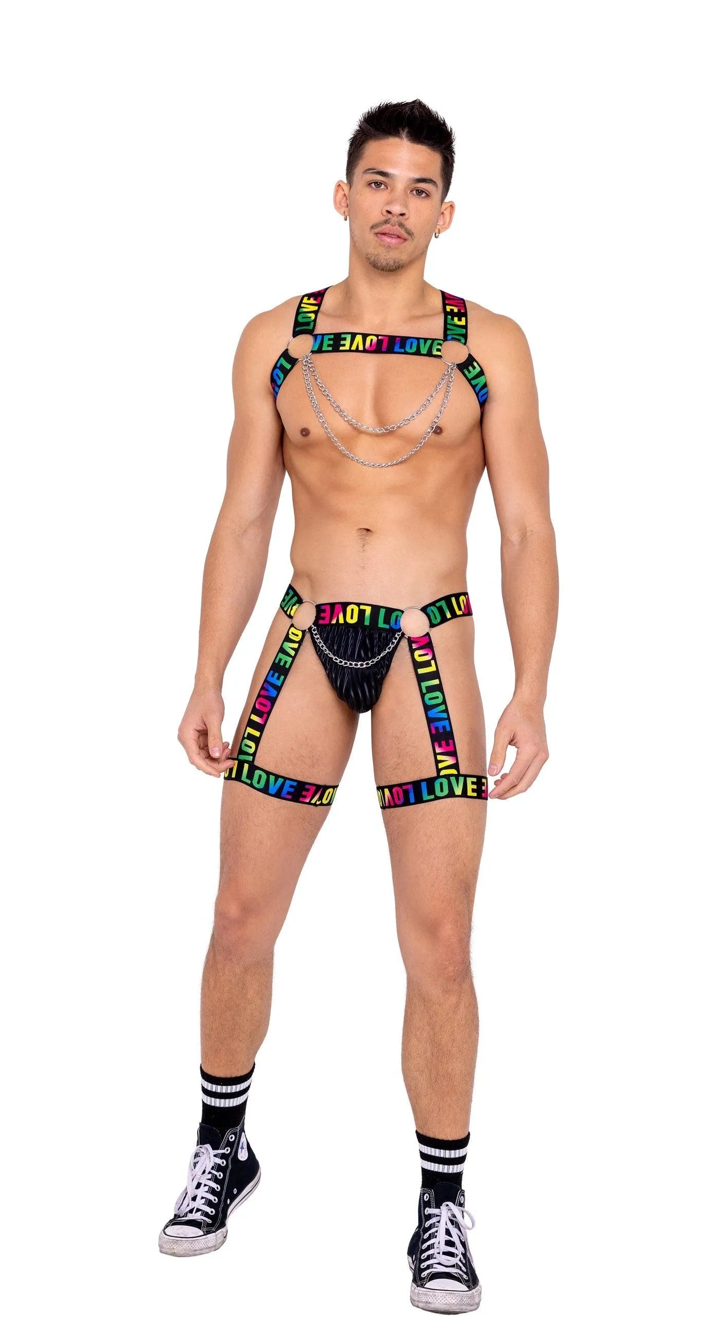 6158 - Mens Pride Thong with Attached Garters - Take A Peek