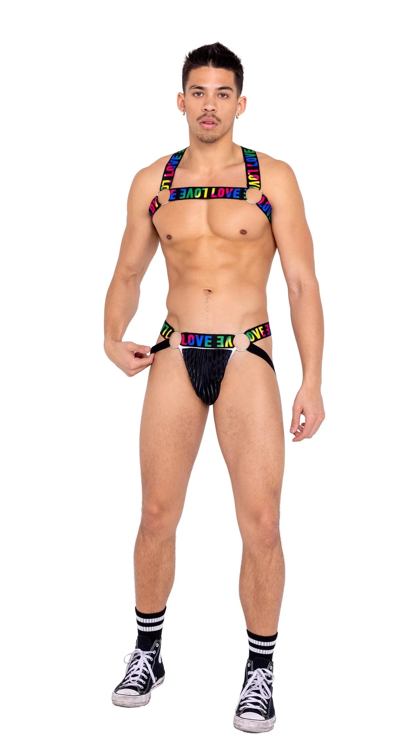6159 - Mens Pride Jock Strap with LOVE Elastic Logo - Take A Peek