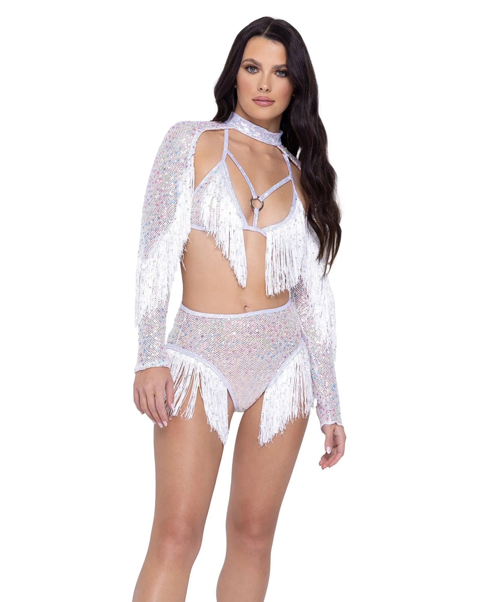 6221 - Sequin Fishnet High Waisted Shorts - Take A Peek