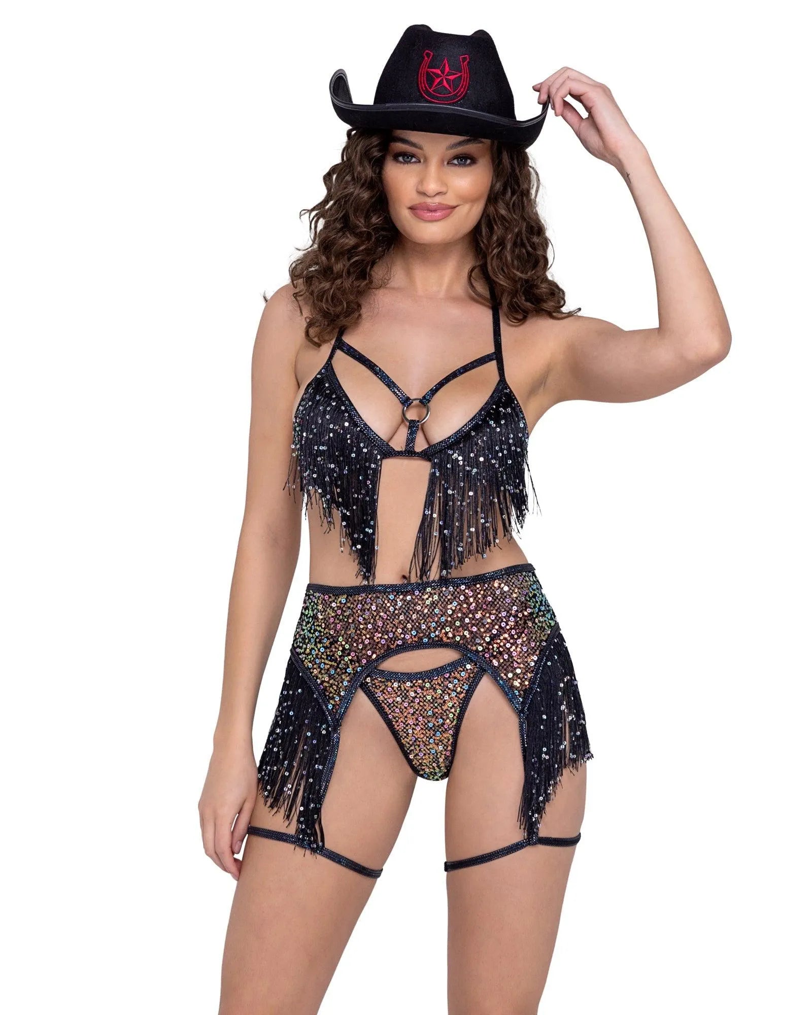 6223 - Sequin Fishnet Garter Belt - Take A Peek