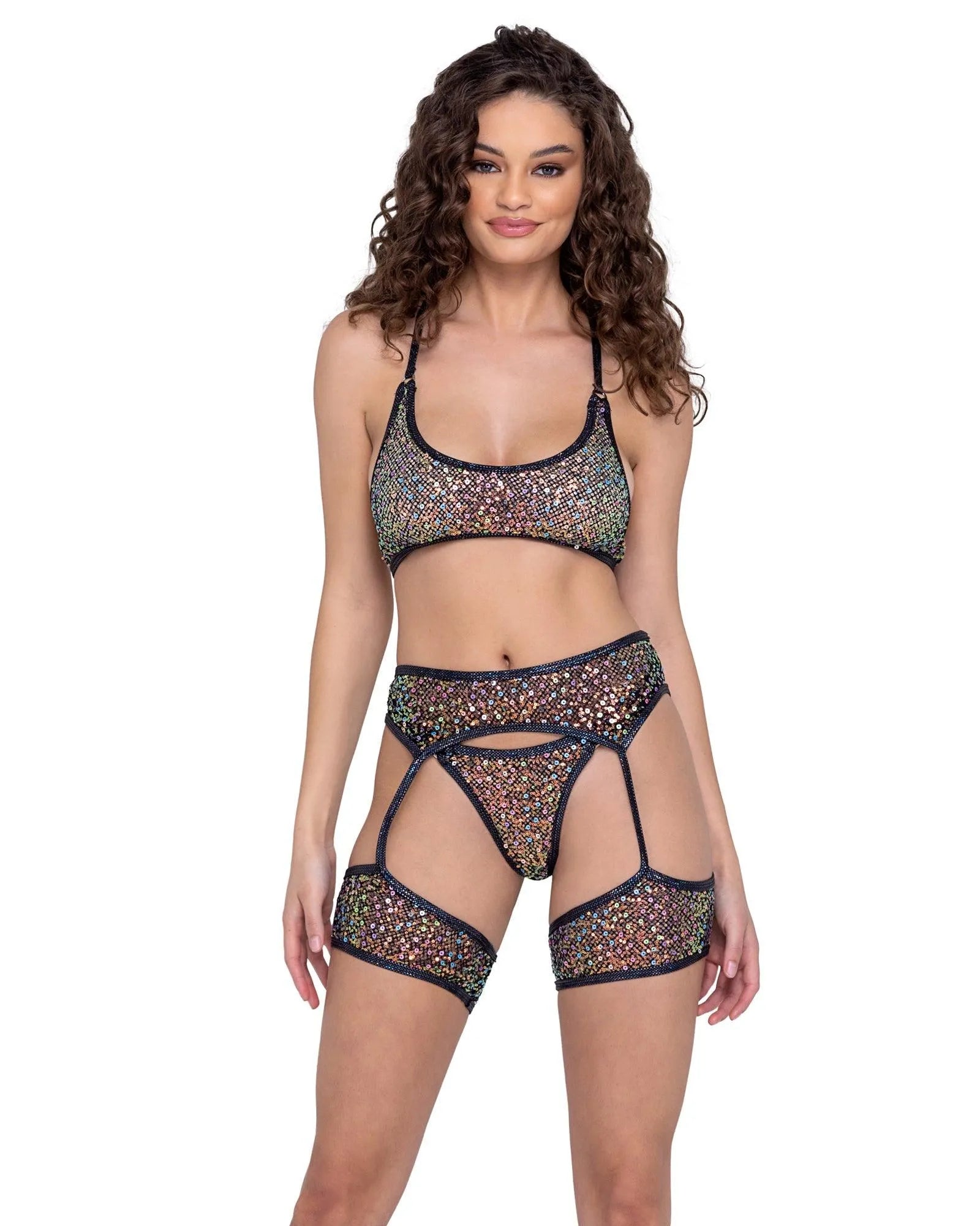 6230 - Sequin Fishnet Garter Belt - Take A Peek