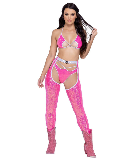 6238 - Sequin Chaps with Belt - Take A Peek