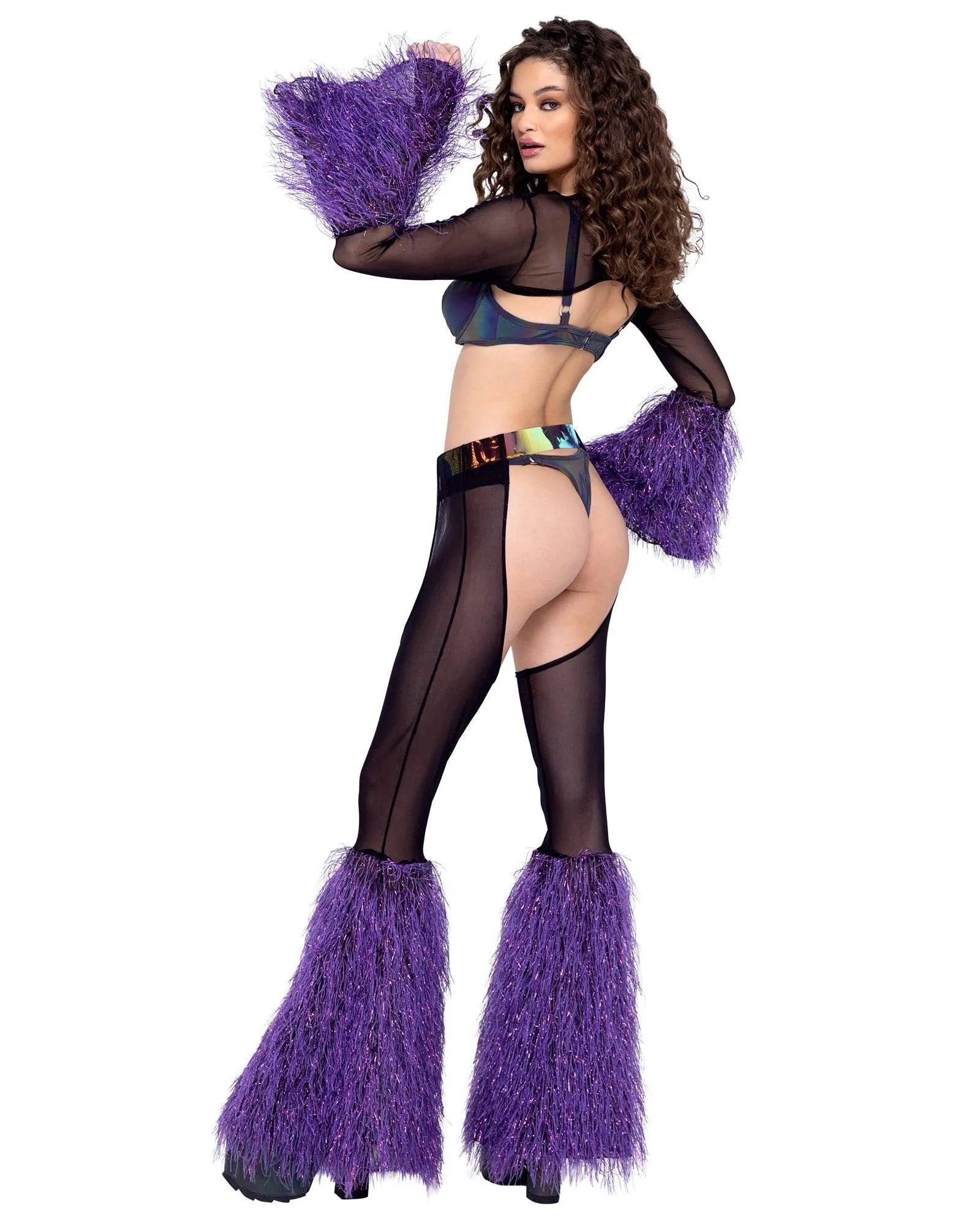 6248 - Sheer Chaps with Faux Fur Bell & Belt - Take A Peek