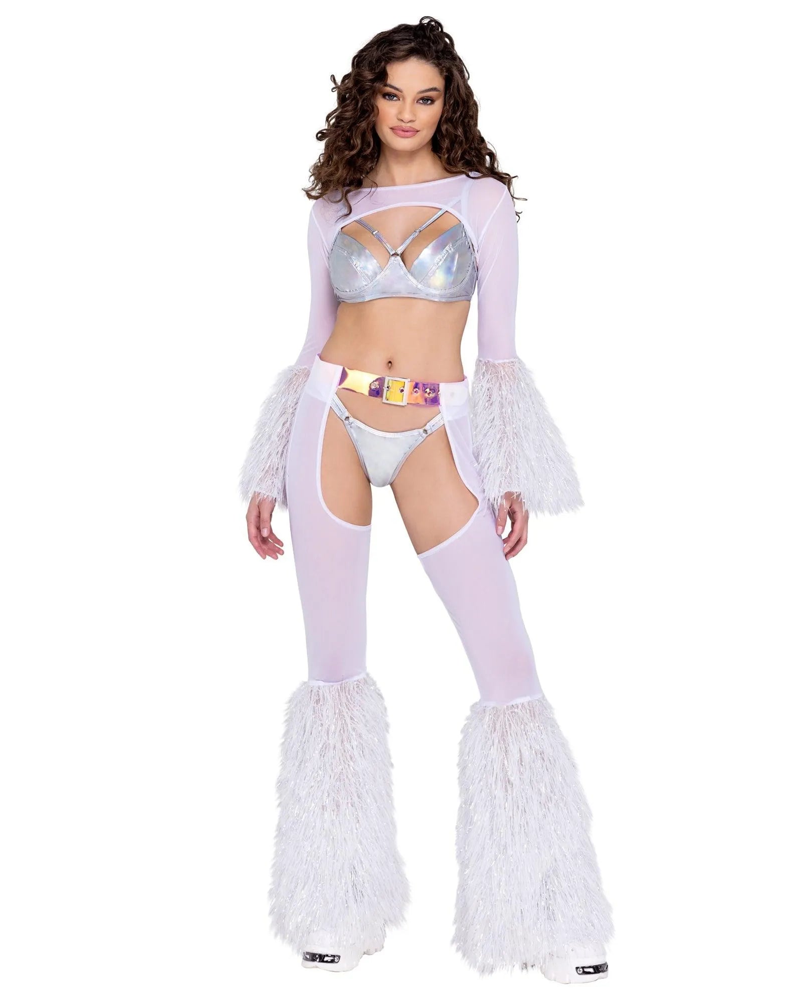 6248 - Sheer Chaps with Faux Fur Bell & Belt - Take A Peek