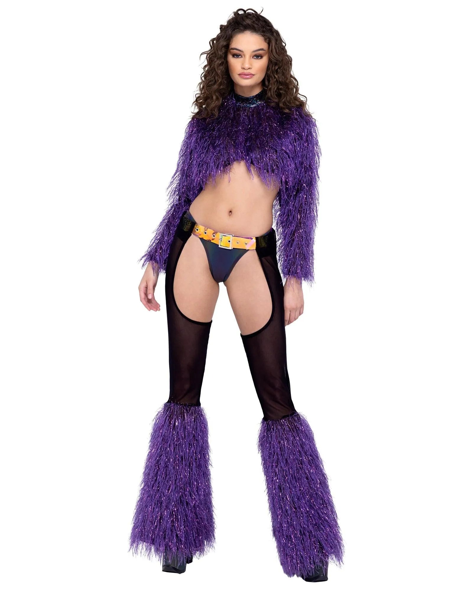 6248 - Sheer Chaps with Faux Fur Bell & Belt - Take A Peek