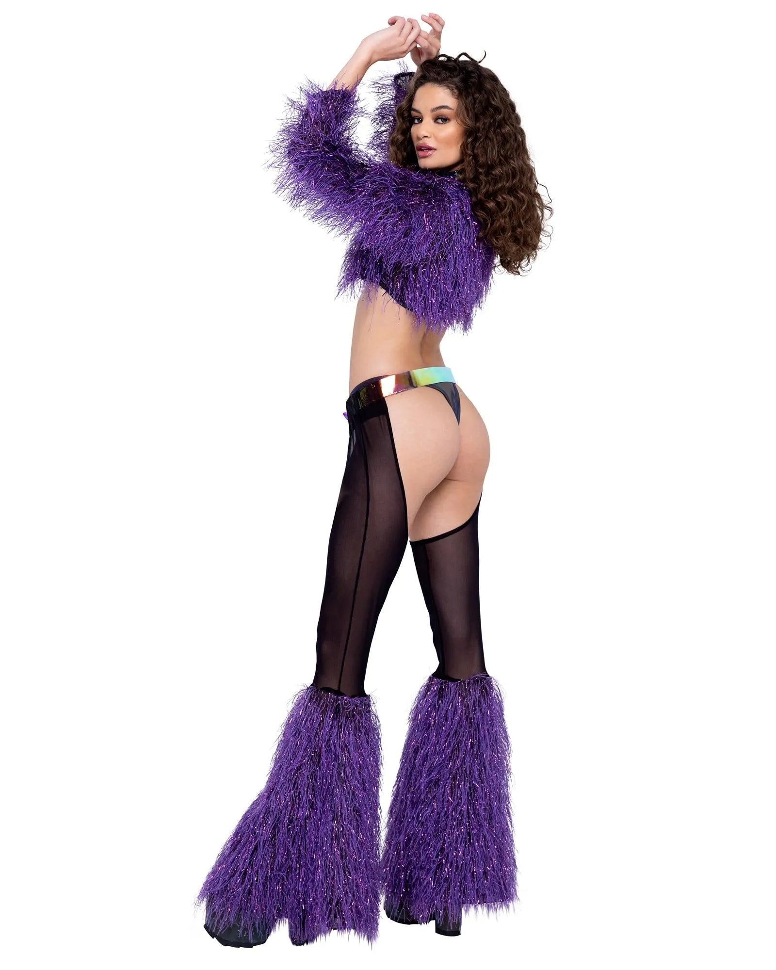 6248 - Sheer Chaps with Faux Fur Bell & Belt - Take A Peek