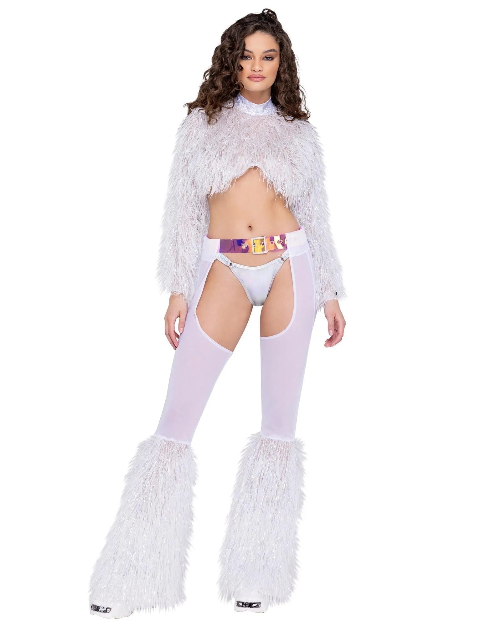 6248 - Sheer Chaps with Faux Fur Bell & Belt - Take A Peek