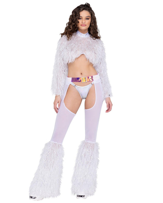 6250 - Long Sleeved Faux Fur Cropped Top - Take A Peek