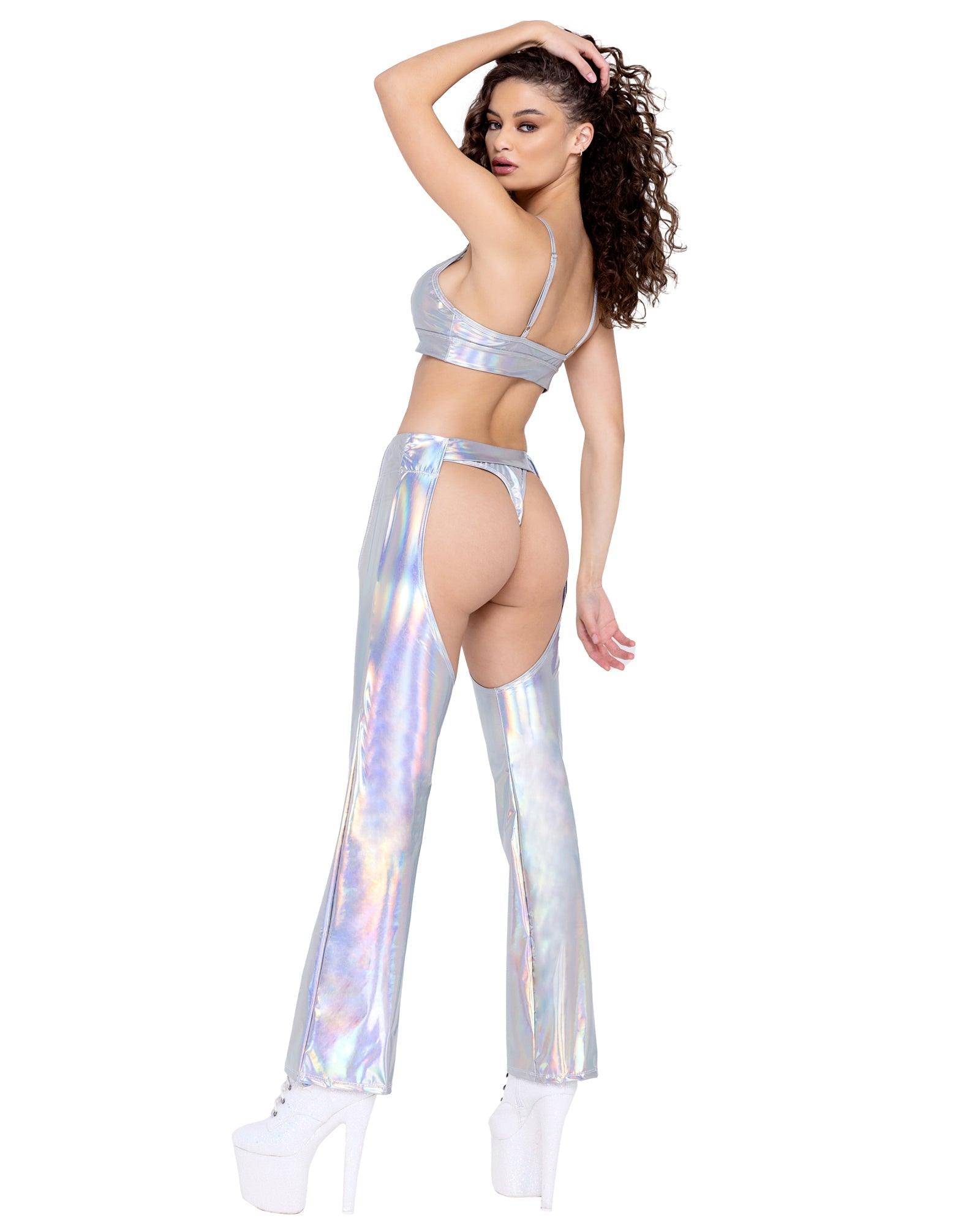 6254 - Hologram Crop Top with Buckle Closer - Take A Peek